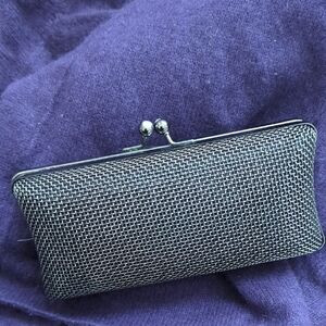 Silver Mesh Clutch with Rhinestone Clasp